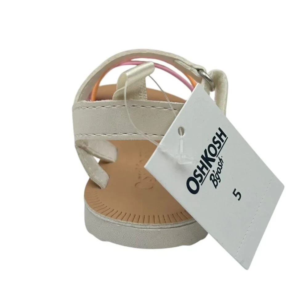 OshKosh Stella Baby-Infant Girls Fashion Sandals Size 5 Gold-White-Pink‎